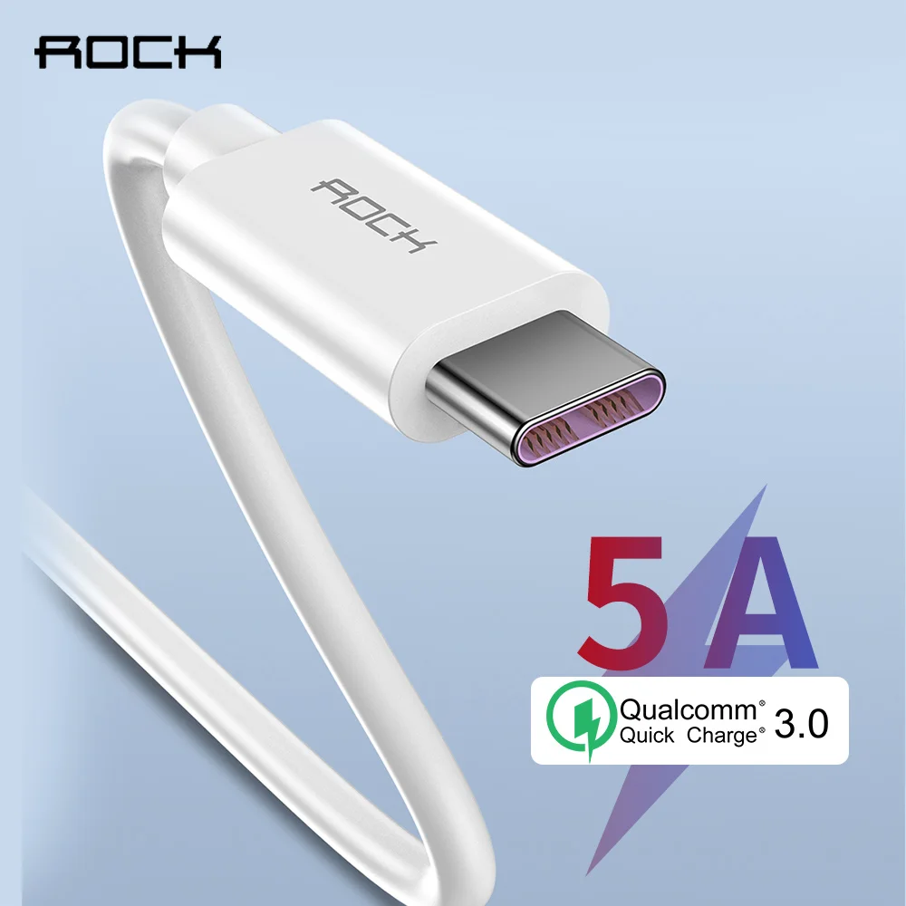 

ROCK 5A USB Type C Cable Quick Charge 3.0 for Huawei mate20 P30 Fast Charging Type-C Charge and Data Sync Cable USBC Phone Cable
