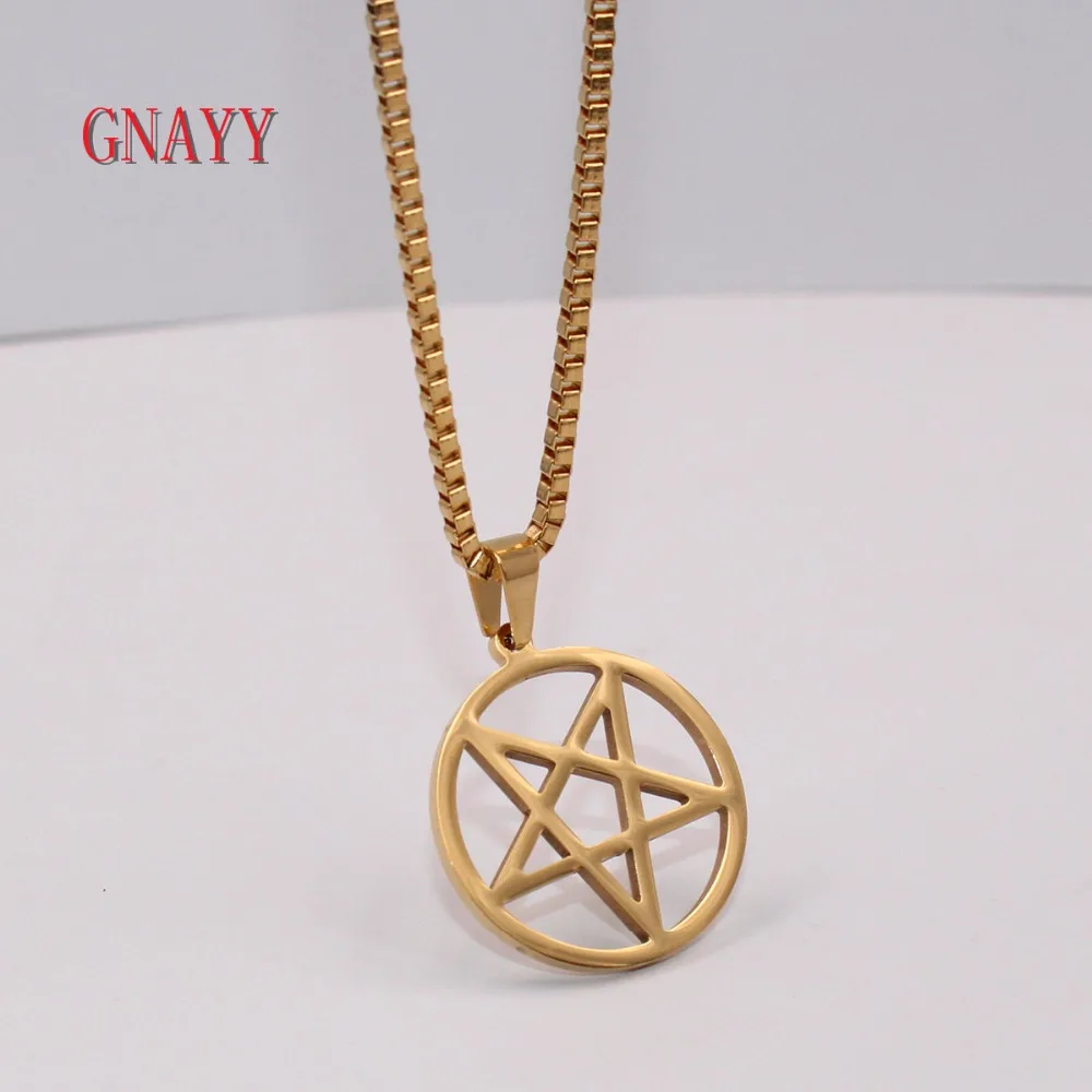 GNAYY ювелирные изделия золотое ожерелье из нержавеющей стали Wicca Φ Подвеска 2 4 мм