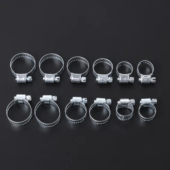 

12 Pcs / Set Screw Band Hose Clamps Adjustable Fuel Line Worm Gear Clip Hardware