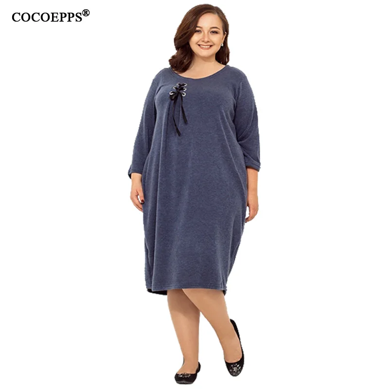 5xl 6xl женское платье большого размера повседневное модное зимнее на шнуровке
