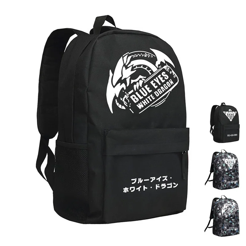 

MeanCat Hot Game Yu Gi Oh Yugi Mutou Seto Kaiba Shoulder Backpack in Black Blue Grid and Luminous Version
