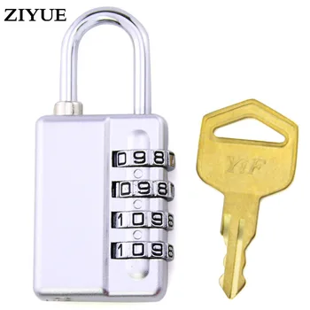 

Free Shipping 4 Digit High Security Combination Number Code Lock Padlock with mechanical key For Suitcase Store Cabinet