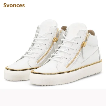 

2019 Fashion Casual White Sneakers Man Flats Platform Zipper Designer Comfortable Shoes Unisex Low-heeled Female Shoe Euro size