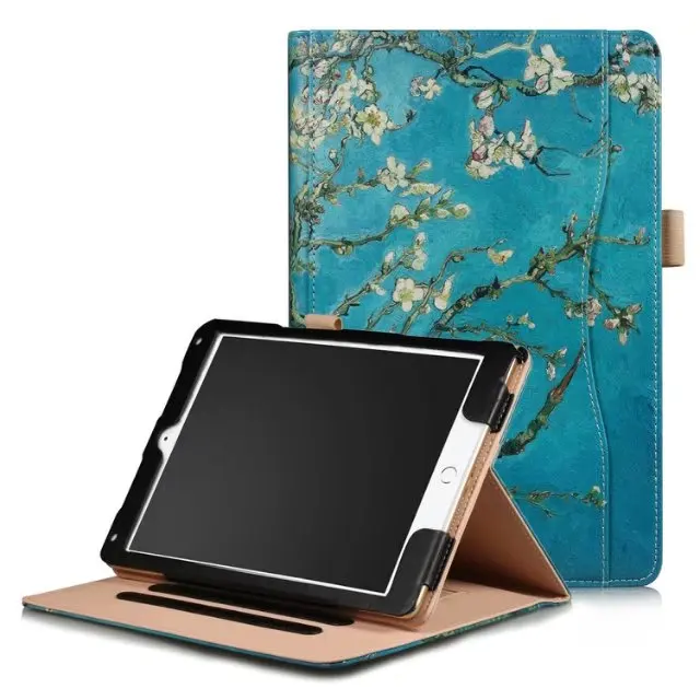Для iPad 9,7 A1822 A1823 A1893 Роскошный кожаный чехол для планшета чехол Складная подставка планшет для iPad5/6 air air2+ ручка - Цвет: Хаки