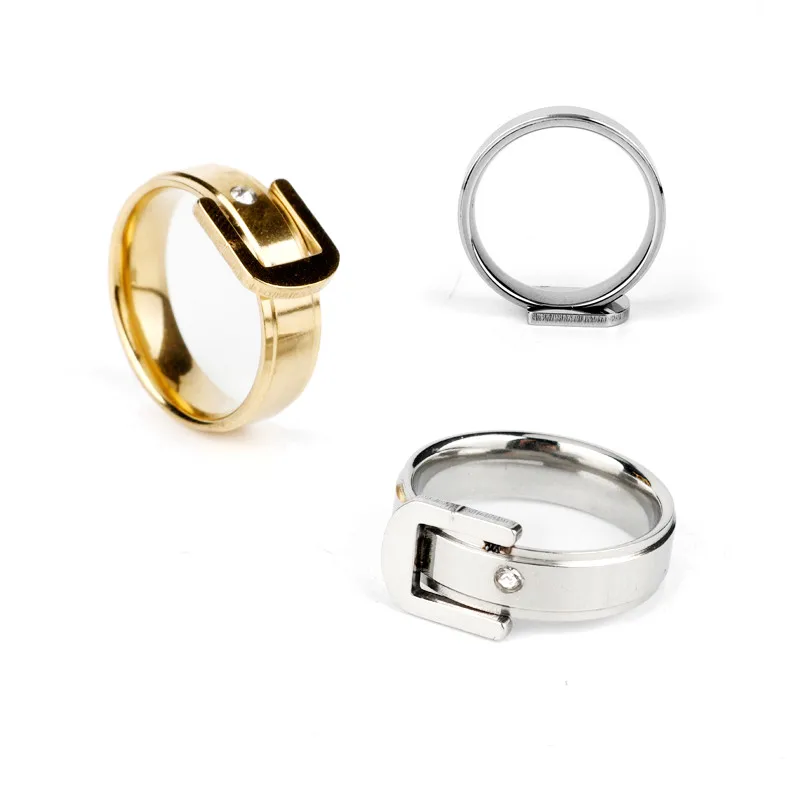 

Creative Luxurious Ring Men Women Jewelry Belt buckle finger ring Stainless Steel Rings
