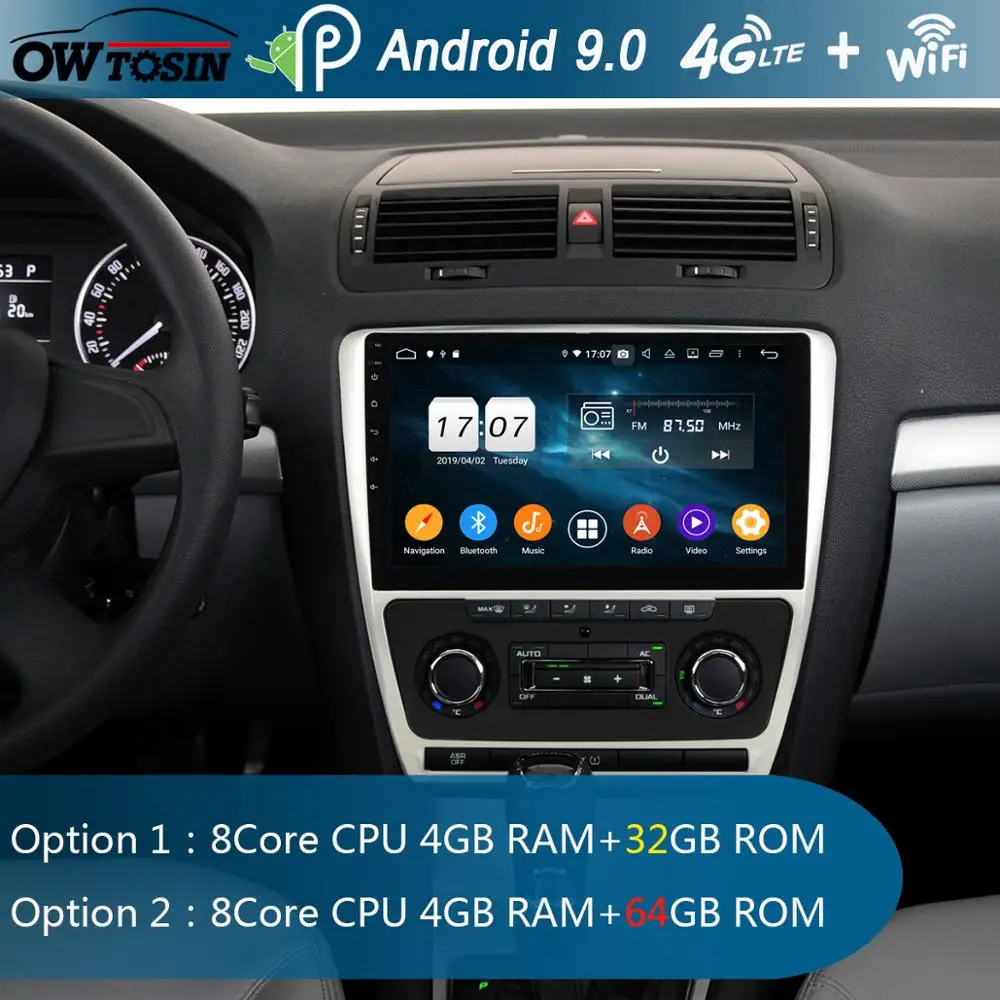 10.1&quotIPS Android 9.0 Octa Core 4GB RAM+64GB ROM Car Radio GPS Player For Skoda Octavia AT/MT 2007-2014 DSP CarPlay Parrot BT |