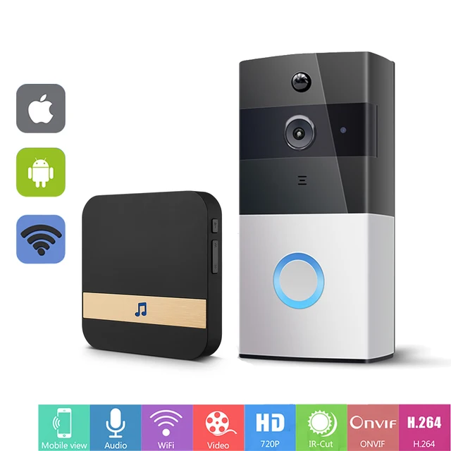 WIFI Doorbell Intercom Wireless Video Door Phone 720P Door Bell Camera Battery Power Two Way Audio PIR Alarm Smart Door Intercom