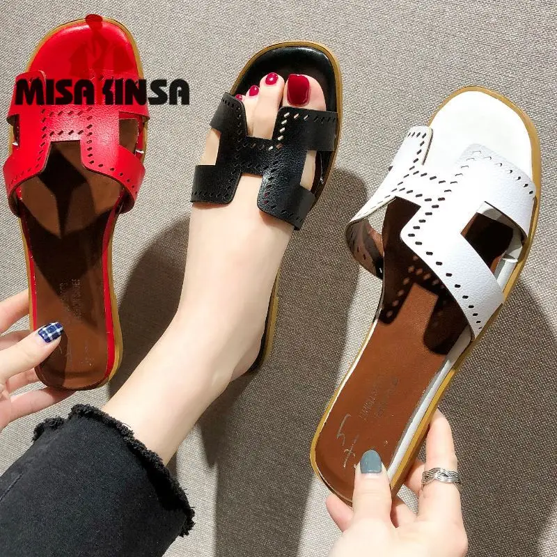 

MISAKINSA Fashion 8 Colors Party Slippers Women Shoes White Black Red Summer Beach Vacation Lady Female Sandals Shoes Size 35-39