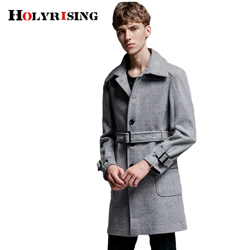 Holyrising классические мужские шерстяные пальто повседневные с отложным воротником