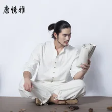 Men Yoga Wear Cotton Linen Seven Cuff Yoga Top Wide Leg Loose Martial Arts Suit Tai Chi Uniform Meditation Kung Fu Yoga Suit high quality kung fu clothing tai chi suit embroidery dragon martial arts wushu changquan performance uniform for adult children