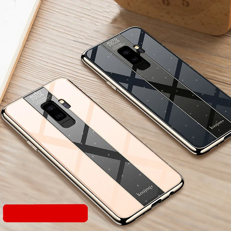 YueTuo Coque, чехол, чехол, для samsung Galaxy S9 Plus S 9 S9Plus, роскошный блестящий чехол из закаленного стекла для задней панели телефона 360 чехол s