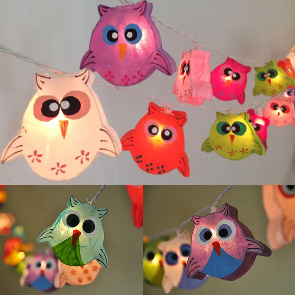 

2016 220V Owl Models Paper String Lights Led Night lighting Children Room Decor Holiday lamp 3 Meters Luminaria