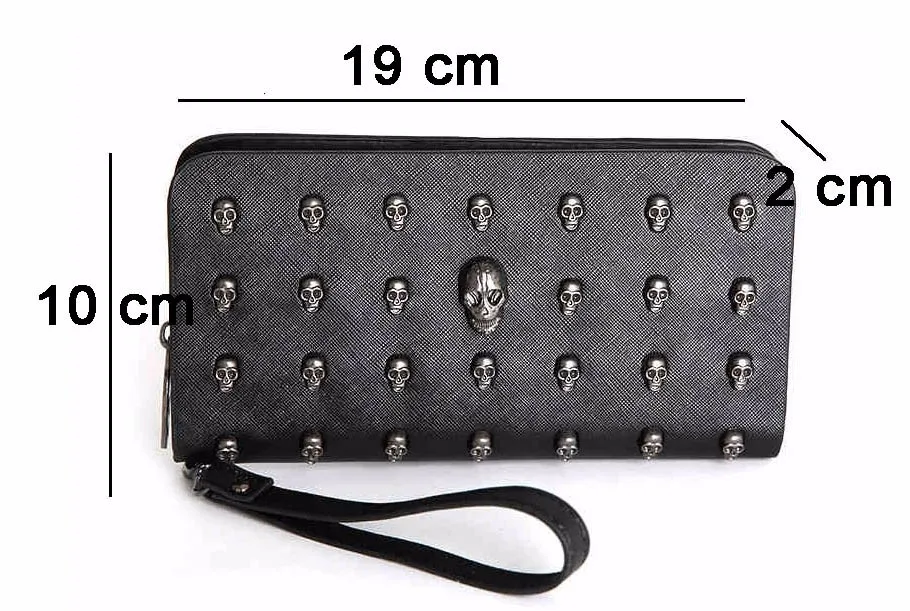fashion women wallet skull rivet (10)