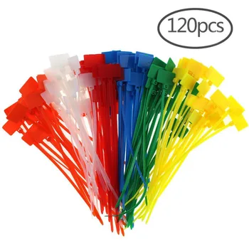 

120Pieces/lot 6 Colors Nylon Cable Ties Marker Self-locking Cord 5 inches Write on Ethernet Wire Zip Marking Tags for cable