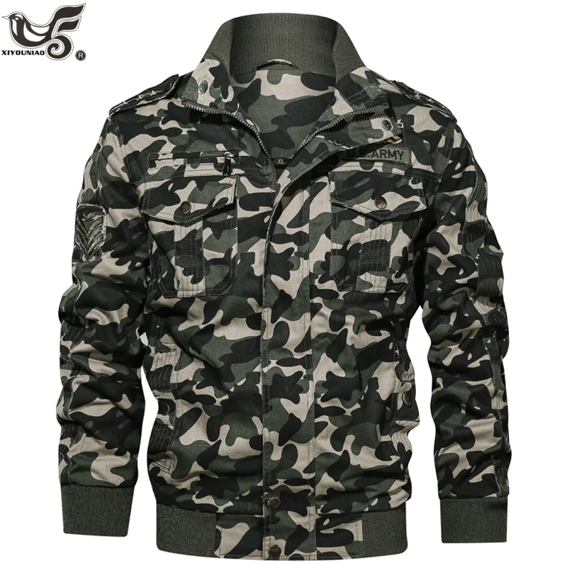 

Autumn Winter Bomber Jacket Men Air Force Pilot MA1 Camouflage cotton Jacket man windbreaker 5XL 6XL Army Tactical denim Jackets