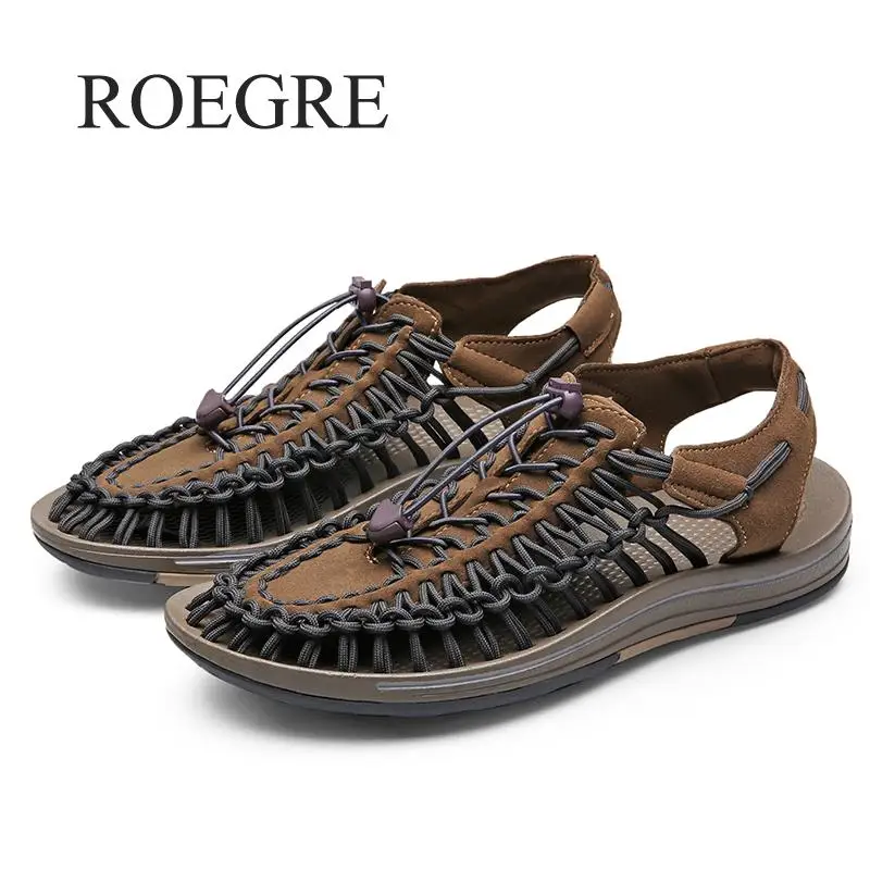 

New 2019 Summer Men Sandals Fashion Handmade Weaving Design Breathable Casual Beach Shoes Unique Brand Sandals For Male 47 48 49