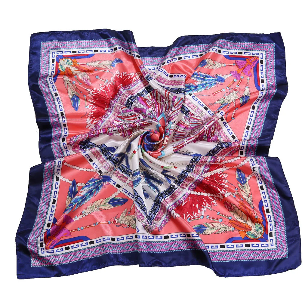 

Silk Floral Print Scarf Fashion Foulard Satin Shawl Scarfs Big Size 90*90cm Square silk Hair Head Scarves Women bandana Foulard
