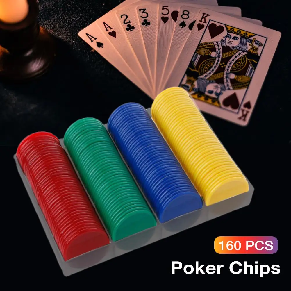 

Plastic Poker Chips No Digital Denomination Chip Game Tokens 160Pcs Poker Chips Team Games Bar Camping Toys