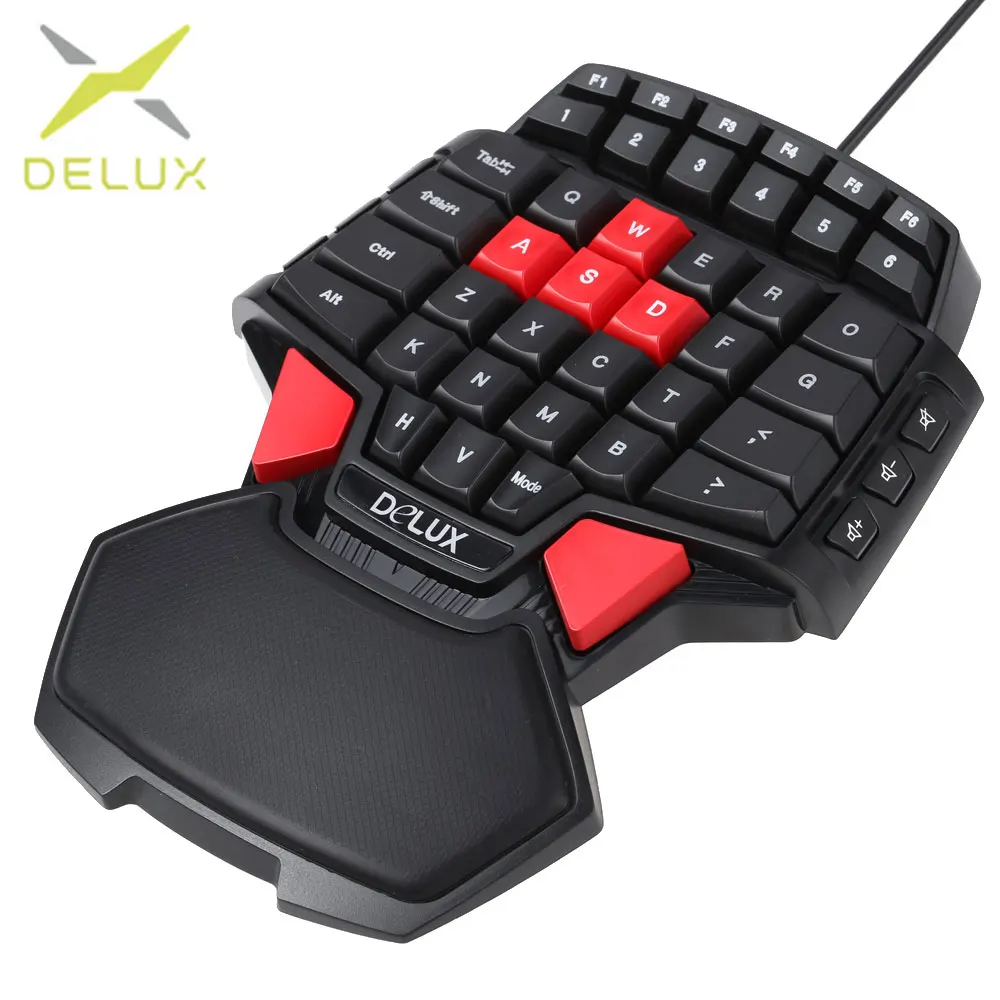

Delux Mini Gaming Keyboard T9 47 Keys Mini Professional USB Wired Double Space Key LED Backlight One Single Hand Gaming Keyboard