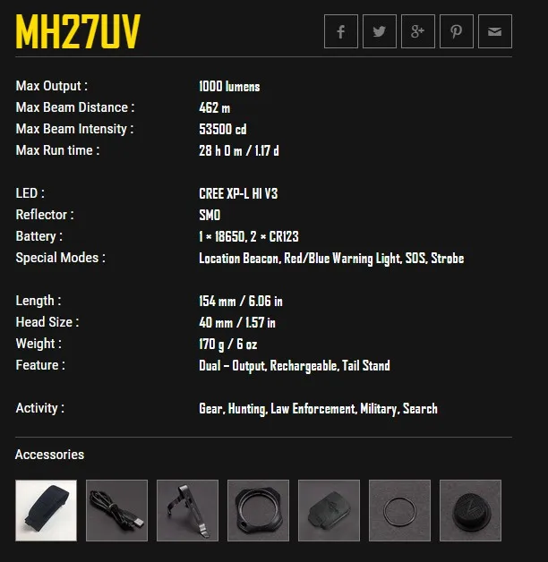 nitecore MH27UV