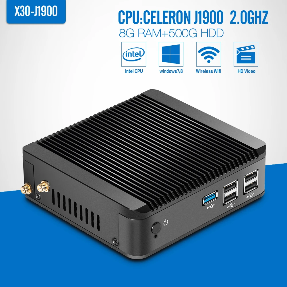 Mini PC celeron N2930 N2940 J1900 8GB RAM 500GB HDD+wifi Mini Desktop Computer Fanless Thin Client Support Hd Video
