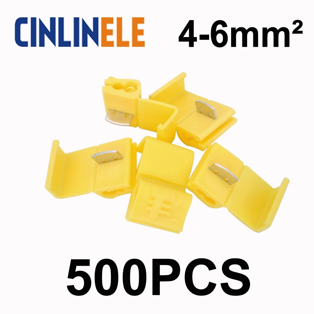 

500pcs/lot 805P3 Yellow Scotch Lock Quick Splice Wire Connector 12-10 AWG Hard Soft 4-6mm^2 Crimp Terminal