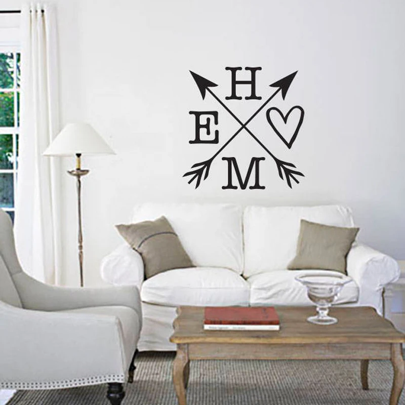 Настенные наклейки с крестиком и стрелкой креативным рисунком сердца для дома