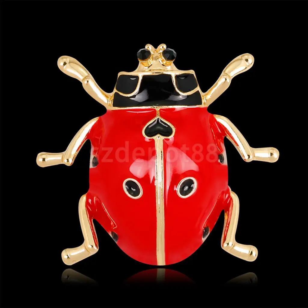 2 Pcs Enamel Ladybird Bug Insect Brooch Pins Women Men Costume Jewelry Red