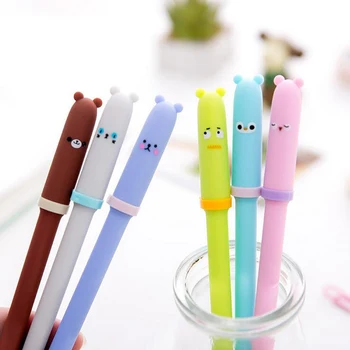 

Y46 4X Cute Adorable Cartoon Animals Gel Pen Signing Pen Student Stationery School Office Supply Kid Gift 0.5mm Black Ink