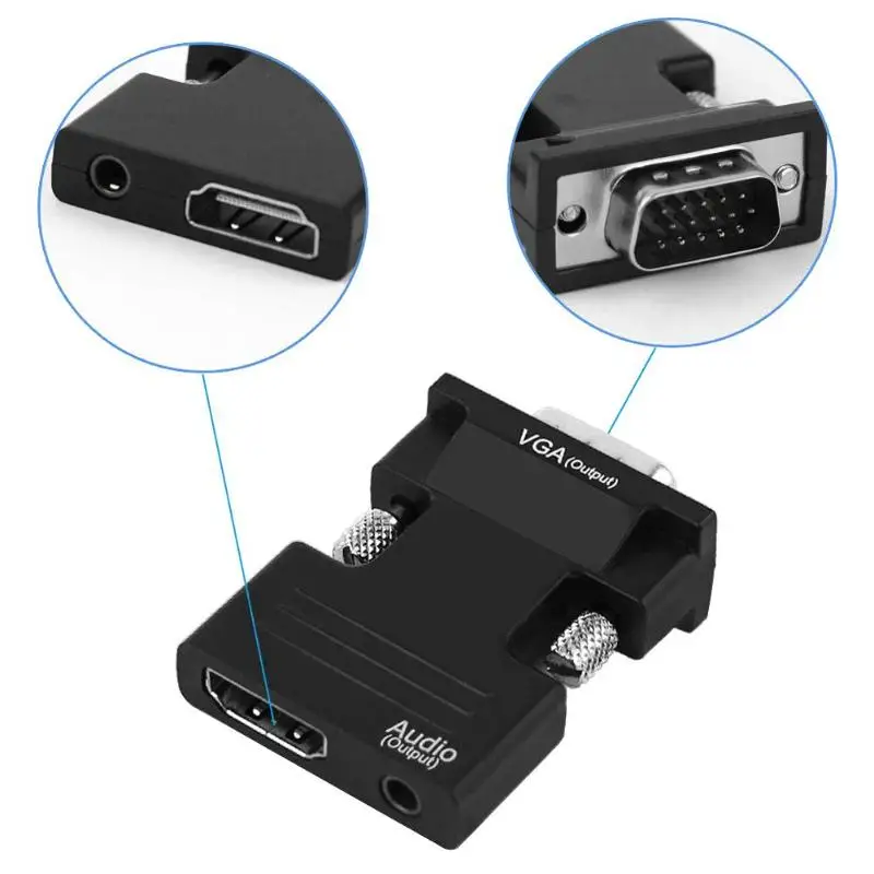 HDMI Female to VGA Male Converter Adapter with Audio Cable Support 1080P Signal Output for Computer Set-top Box High Quality HDMI Female to VGA Male Converter Adapter with Audio Cable Support 1080P Signal Output for Computer Set-top Box High Quality