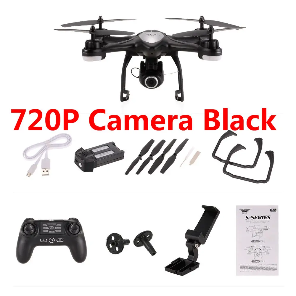 S30W 2,4G 720 P 1080 P камера Квадрокоптер WiFi fpv RC Квадрокоптер селфи Дрон GPS позиционирование один ключ возврат Дрон на ру вертолет - Цвет: 720P Camera Black