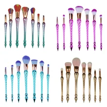 

7Pcs/Set Helical Handle Rainbow Makeup Brush Set Tools Pro Powder Foundation Eye Lip Concealer Face Make Up Brush Kit