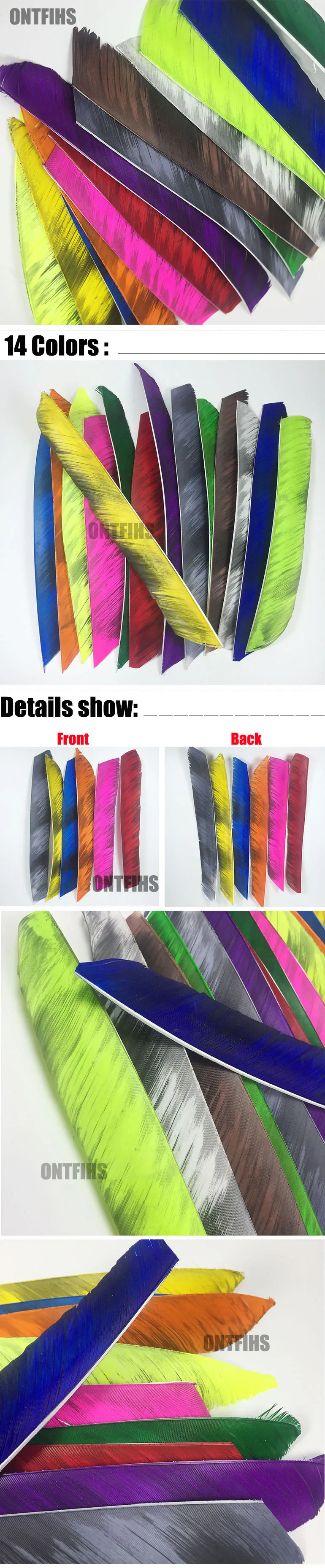 Real da Pena do Peru Fletches-frente e Verso Ontfihs Multicolor Misturada Comprimento Total Fletching Archery Pena 50 Pcs Cor 2 Esporte e Lazer