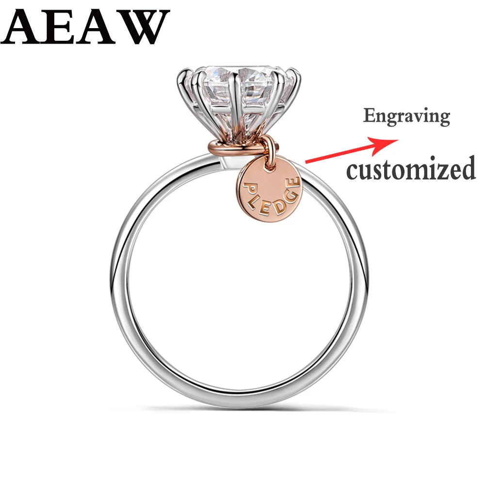 Женское кольцо для помолвки однотонное из белого золота 14 к 2.0ct 3ct 5ct с круглой