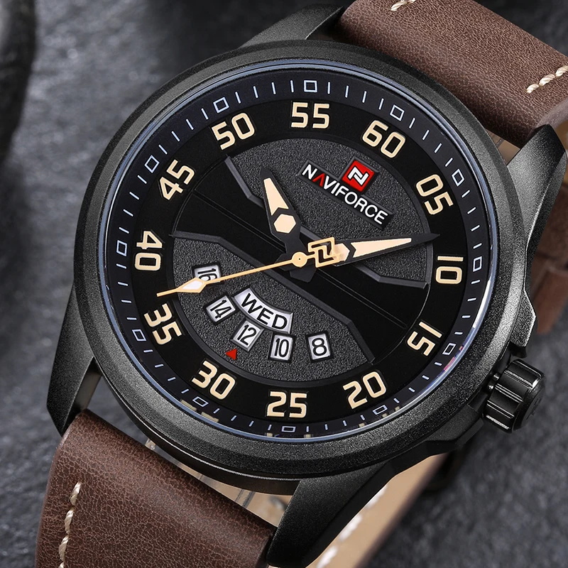 

New NAVIFORCE Luxury Brand Mens Watches Leather Analog Quartz Watch Men Date Waterproof Sport Clock Man Fashion Wrist watches