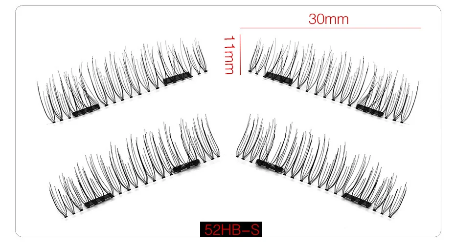 Shozy 0,2 мм Магнитные ресницы 6D магнитные накладные ресницы 4 шт./1 пара Толстые Накладные ресницы с 2 шт. Magnet-KS04-S - Цвет: 52HB-S
