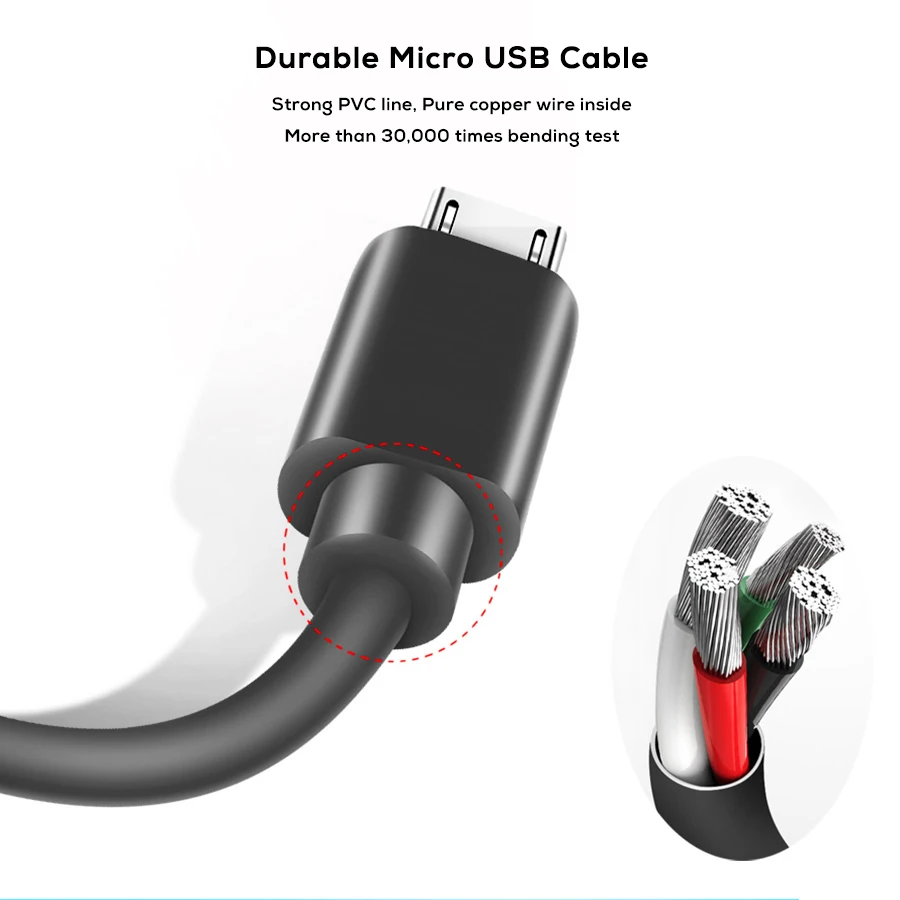 SUPTEC 2 м 3 м Micro USB кабель 2A Быстрая зарядка данных кабель для зарядки для Android samsung S6 S7 Edge Xiaomi huawei MP3 Microusb шнур