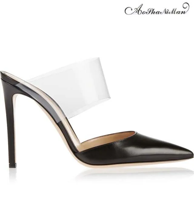 

2019 Newest Fahion women high heels summer shoes Mix-colors pointed toe sandals real leather slippers shoes 34-41 top quaity