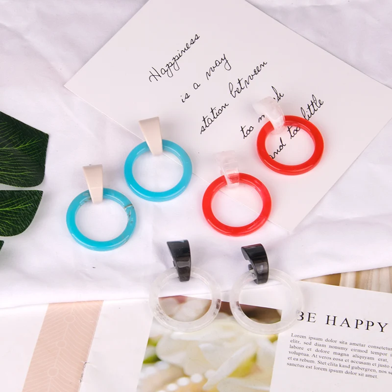 GuanLong Trendy Long Circle Acrylic Drop Earring for Women Fashion Jewelry Big Geometric Round Resin Dangle Earrings 2019 New (2)