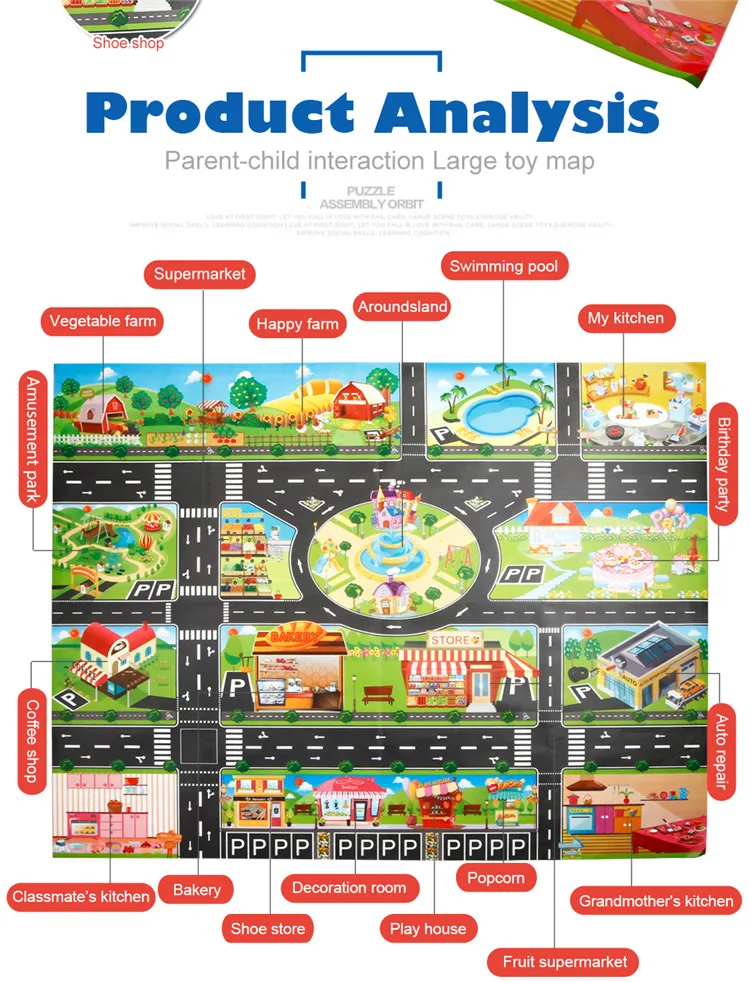 130*100 см Карта города игровой коврик автомобиль игрушки модель ползающий коврик игровой коврик для детей интерактивный игровой домик игрушки для детей