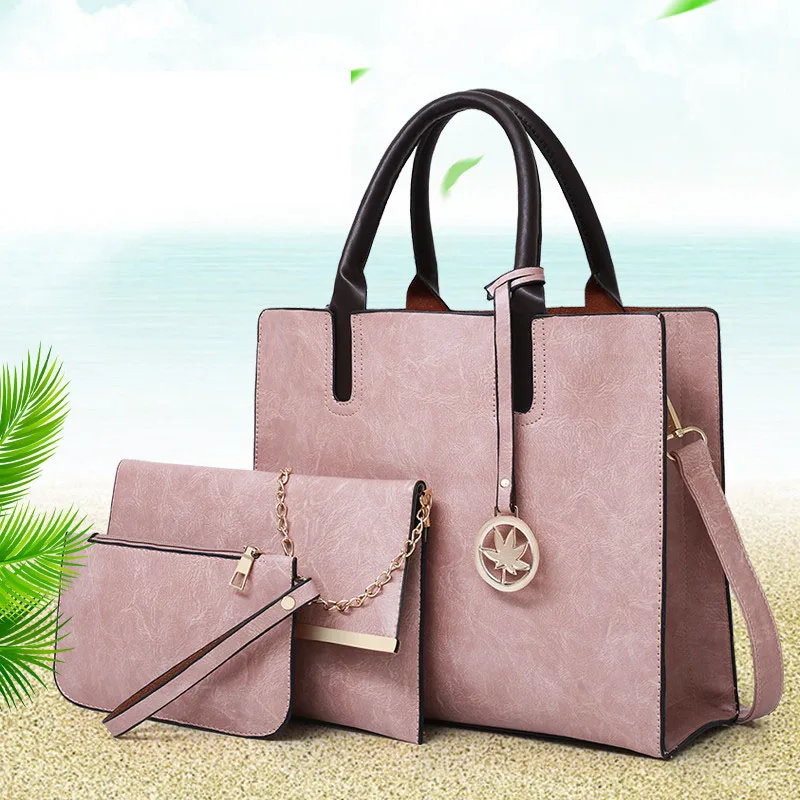 

3Pcs/Sets Women Handbags PU Leather Shoulder Bags Tassel Bucket Purses And Handbags Female Large Capacity Tote Sac Femme Bag