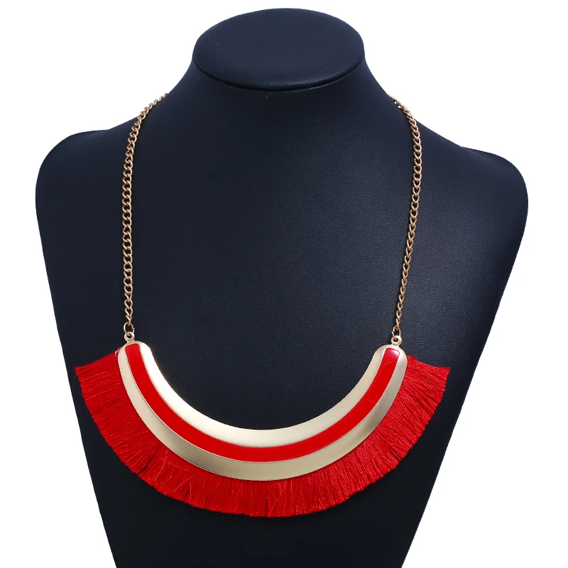 Бохо этнические кисточкой ожерелье для женщин статусные модные ювелирные изделия длинное ожерелье 5 цветов женский свадебный подарок колье femme