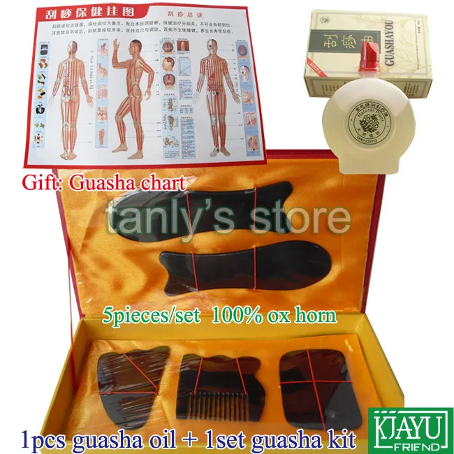 Оптом и в розницу традиционный массажный инструмент GuaSha beauty face kit buffalo horn 1