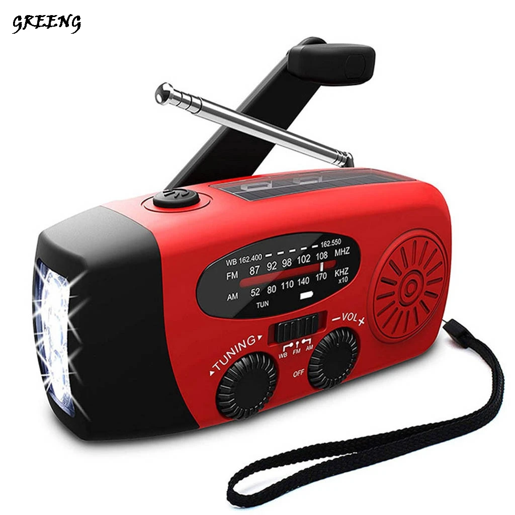 

Outdoor function Radio Emergency Hand Crank Self Powered AM/FM Waterproof Radio LED Flashlight 1000mAh Power Bank for iPhone
