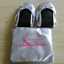 Бесплатный shippping! скидка популярных женщин серебро складной балерина квартиры быстрый плоский с кошелек