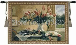 

Aubusson 134*104cm landscape tulip antique furnitur medieval mural living room wall pictures tapestry wall hanging