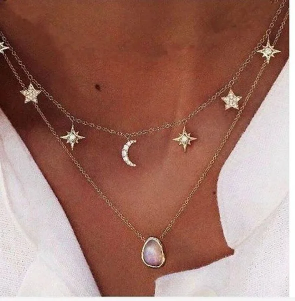 

New fashion trendy jewelry moon star choker necklace gift for women girl