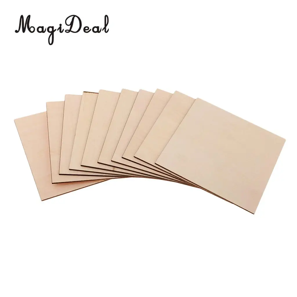 3 Sizes Square / Rectangle MDF Unfinished Wood Pieces Blank Plaque for DIY Woodwork Craft Pyrography Scrapbooking Building Model