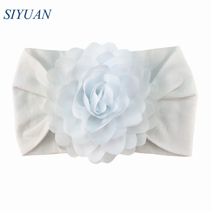 

30pcs/lot Boutique Hair Accessories Soft Nylon Elastic Headband with 8cm Chiffon Lotus Flower Kids Photo Props HB092