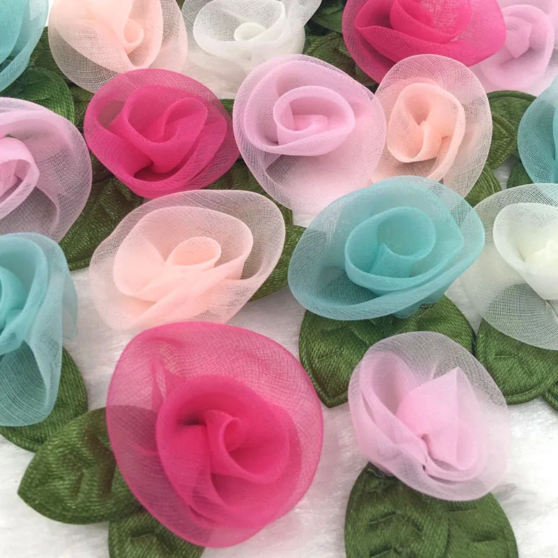Organza Ribbon Flowers Rose Organza Ribbon Flowers Crafts 40pc